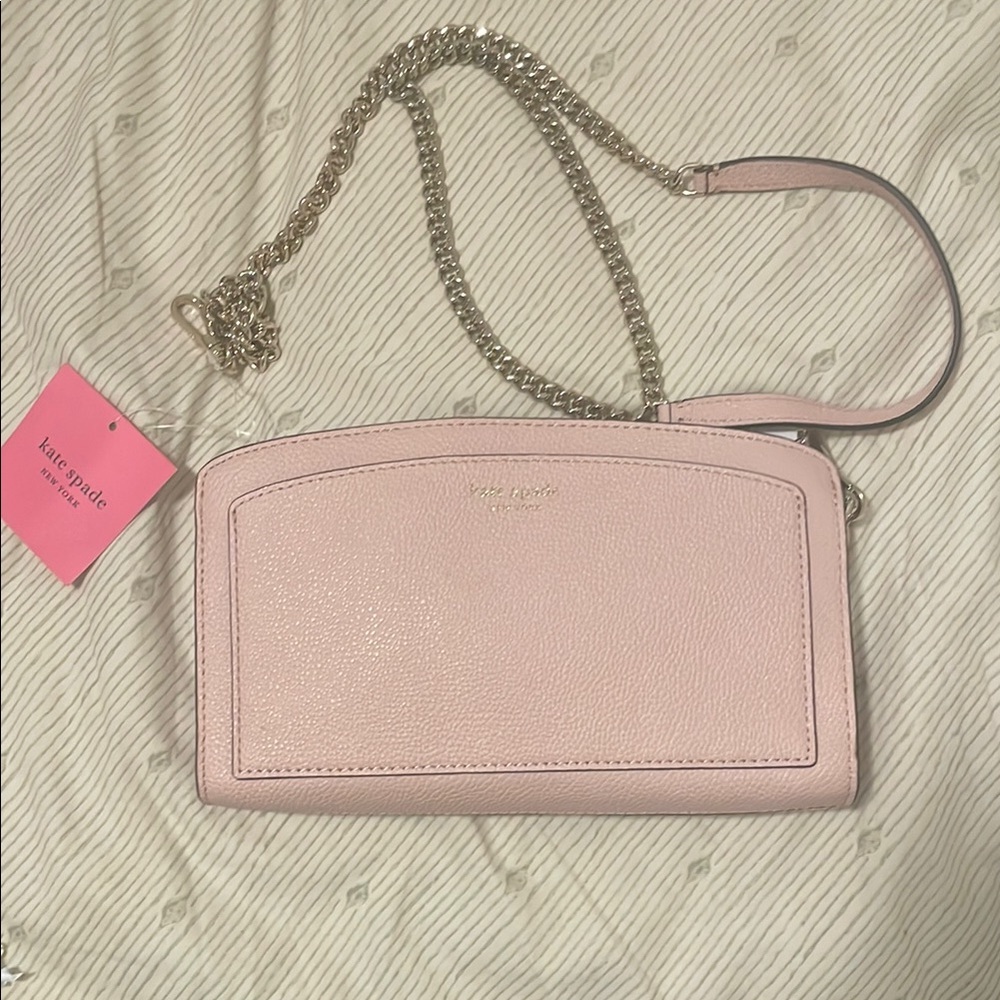 Kate Spade Pink Wristlet with Gold Chain